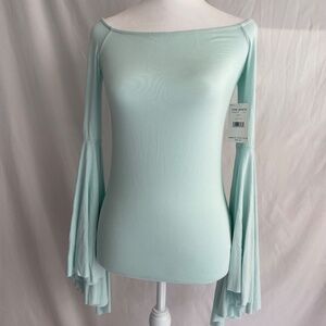Free People Mint Top with Flowing Sleeves - NWT